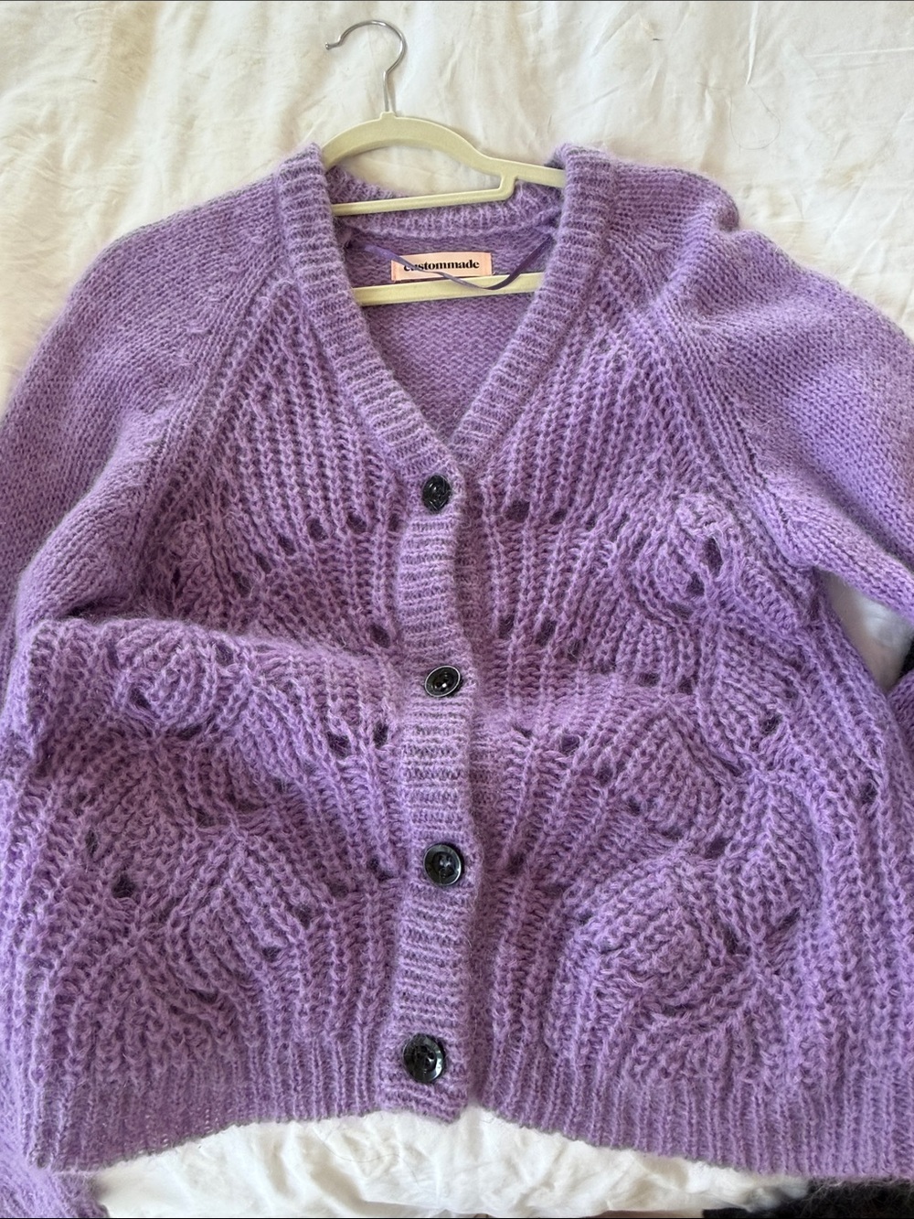 Cozy Lavender Knit Button-Front Cardigan Sweater